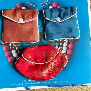 Three sweet silk jewelry bags